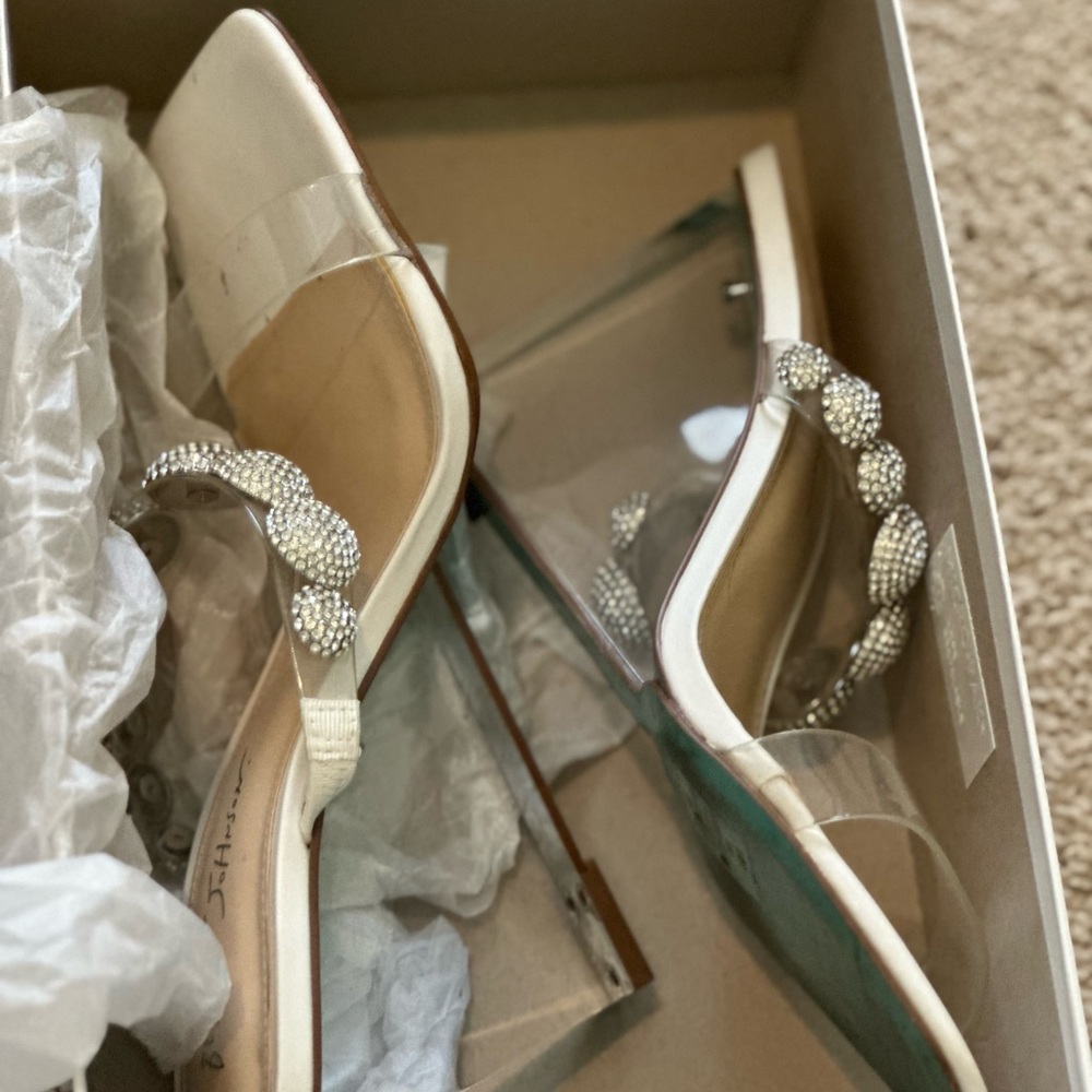 Betsey Johnson Cream Rhinestone Heels